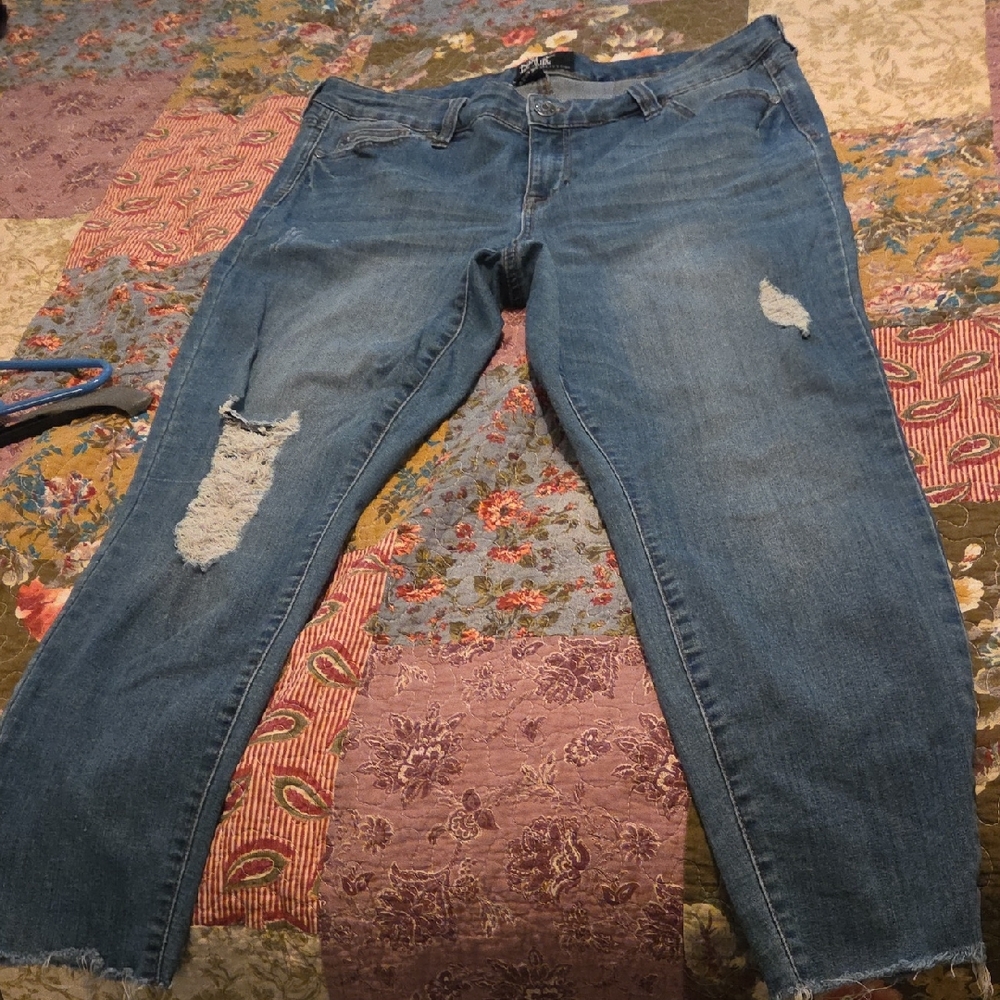Celebrity Pink Distressed Blue Ankle Jeans